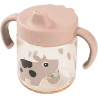 Done by Deer Learning Spout Cup 2-Handle Tiny Farm Powder - Pink - Ø 7.5X H 11CM