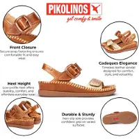 Pikolinos for woman. W8K-0555C1 Brown leather sandals Cadaques (42), 3 to 5 cm, Buckle, Casual