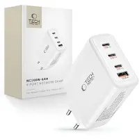 Tech-Protect NC100W-GAN 4-Porttinen Verkkolaturi 100W - 3xUSB-C, USB-A - Valkoinen