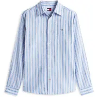 Tommy Hilfiger Tjm Reg Linen Mx Strp Shirt Ext - Blue - XL