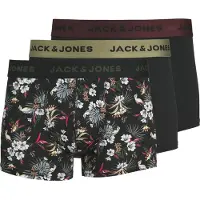 Jack & Jones Bokserishortsit 'JACFlower' vihreä / viininpunainen / musta / valkoinen