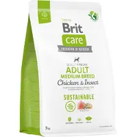 Brit Care Sustainable Adult Medium Breed Chicken & Insect, Koiran kuivaruoka, Herkkä ruoansulatus, 3 kg
