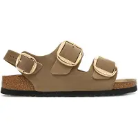 Birkenstock for woman. 1031782 Milano Big Buckle Oiled Sandals (Narrow Fit) beige (39), Leather, Brown, Flat, Casual