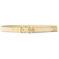 Ralph Lauren Logo-Keeper Suede Skinny Belt - Gold - S