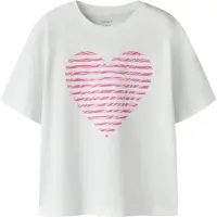 Name it T-paita - NkfFahiraz - Bright White/Seepra Heart - - 13-14 v (158-164) - T-paidat