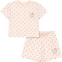 Konges Sløjd GOTS Lin Tee & Shortsit Rosewater Dot Rosewater Dot 3 Y Vaaleanpunainen 3 vuotta Tytöt