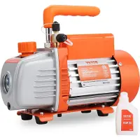 Vevor 1/5 HP:n yksivaiheinen tyhjiöpumppu, 3,5 CFM, 220–240 V AC, ilmastointilaitteiden tyhjiöpumppu, 0,6 cm SAE-urosliitin, 1,27 cm ACME-urosliitin, LVI-korjauksiin, kylmälaitteiden huoltoon, hartsin