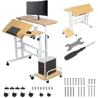 Macleans mobile laptop desk, white, 80x60cm, 50kg max, reg. height 67-115cm, MC-124 W