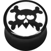 Wildcat Buffalo Horn Black Skull On White - 10,0 mm