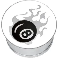 Wildcat Impression Flaming Eightball on White