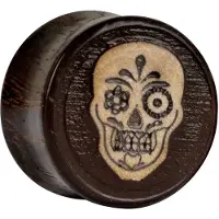 Wildcat Mexican Skull on Sono Wood 3D Plugs - 12,0 mm
