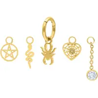 Wildcat Belly Ring Goth Lover Set - napakorusetti - Kultainen metalli, 8,0 mm