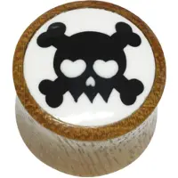 Wildcat Wood &amp; Buffalo Horn Skull &amp; Crossbone - 14,0 mm