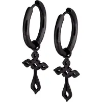 Wildcat Little Gothic Cross - korvarenkaat (pari) - Musta metalli