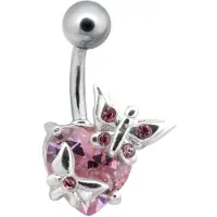 Wildcat Silver Setting Crystal Heart Butterfly