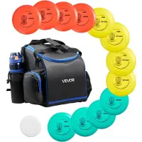 Vevor -frisbeegolfsetti, 12 kpl lentäviä kiekkoja aloittelijoille, frisbeegolfin aloitussetti, puttaajalla, keskitason lyönnillä, draiverilla, mukaan lukien minimerkki, kannettava reppu, ulkopihalle, n