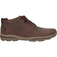 SKECHERS for man. 64857 Harper Melden brown leather shoes (40), Flat, Laces, Casual