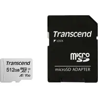 Transcend 300S 512 Gt MicroSDXC UHS-I U3 V30 A1 -muistikortti + SD-adapteri