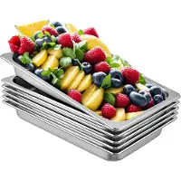 Vevor 6 kpl höyrypöytäpannuja 20,9 x 12,8 x 2,6 tuumaa syvä höyrypöytäpannu täysikokoinen 8,5 litran syvä ruokasäiliö ruostumattomasta teräksestä valmistettu uunipelti hotellipannu jumiutumisenesto hö