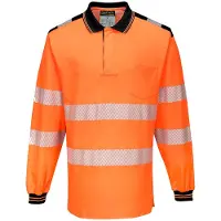 Portwest T184 oranssi/musta pitkähihainen Hi-Vis poolopaita