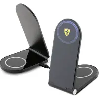 Ferrari foldable 2-in-1 inductive charger FECBFMALK 15W black/black Printed Logo MagSafe