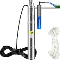 Vevor syväkaivopumppu, 550 W 230 V/50 Hz, 35 l/min, 108 m pää, hiekkaa hylkivä <5 %, 20 m sähköjohto, 7,6 cm ruostumattomasta teräksestä valmistetut vesipumput teollisuuteen, kasteluun ja kotikäyttöön