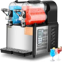 Vevor kaupallinen slushy-kone, 3Lx2 kaksoissäiliöinen jäädytettyjen juomien kone, 24 kuppia ruostumattomasta teräksestä valmistettu Margarita Smoothie -jäädytettyjen juomien valmistaja, slushie-kone k
