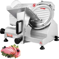 Vevor -ammattimainen lihaleikkuri, 200 W:n sähköinen herkkuleikkuri, 350–400 RPM:n lihaleikkuri, jossa 20,3 cm:n hiiliterästerä, 0–1,2 cm:n säädettävä paksuus, sähköinen lihaleikkuri koti- ja ammattikä