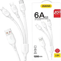 Dudao L8A-3in1 USB-A - USB-C / micro USB / Lightning 480Mb/s Kaapeli 1.2m - Valkoinen