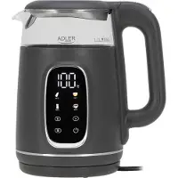 Adler AD 1305GS -vedenkeitin, 1,7 l, 2200 W, harmaa/hopea