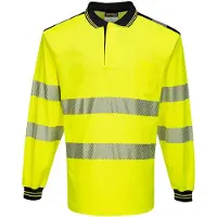 Portwest T184 keltainen/musta pitkähihainen Hi-Vis poolopaita