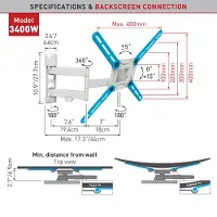 Barkan 3400W bracket - full-motion - for LCD TV / curved LCD TV - white - Max 40 kg - recommended for 65"
