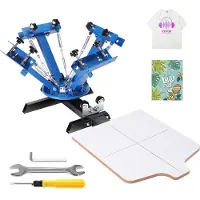 Vevor -silkkipainokone, 4 väriä, 1 asema, 360° kääntyvä silkkipainokone, 21,2x17,7 tuumaa / 54x45 cm silkkipainokone, kaksikerroksinen asemointialusta T-paitojen tee-se-itse-painatukseen