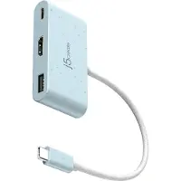 J5CREATE USB-C-HDMI 4K ja USB Type-A 90 W Teholla - Sininen