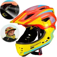 RockBros TT-32SOYB-M children's bicycle helmet with detachable chinbar size M - yellow-orange