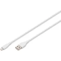 Digitus AK-600108-005-W, 0,5 m, Lightning, USB A, Uros, Uros, Valkoinen
