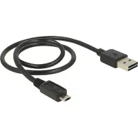 DeLOCK 83845, 0,5 m, USB A, Micro-USB B, USB 2.0, Musta