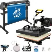Vevor 5 in 1 Heat Press 15"x15" siirtokorkki 53" vinyylileikkuri Plotteri, 3 terää