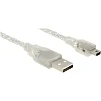 DeLOCK – Cable USB 2.0 Type-A male > USB 2.0 Mini-B male 1 m transparent (83905)