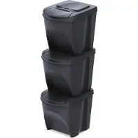 Keden - IKWB25S3W-S433W - Keden Poubelle Sortibox 25 L Pakkaus 3 - Ekologinen puu antrasiitti