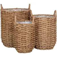 Ebuy24 Leri - Baskets, Seagrass, Natural, Set Of 3 - Beige - 37X31X31CM