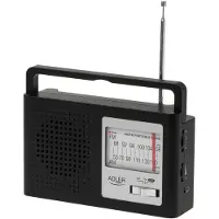Adler AM/FM-radio, jossa on teleskooppiantenni ja liitäntätulo