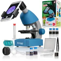 Bresser | Lasten juniorimikroskooppi LED, 40x-640x Sininen