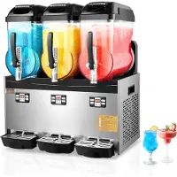 Vevor kaupallinen slushy-kone, 12Lx3 kolmisäiliöinen jäädytettyjen juomien kone, 144 kuppia ruostumattomasta teräksestä valmistettu Margarita Smoothie -jäädytettyjen juomien valmistaja, slushie-kone k
