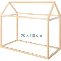 Roba Sustainable Montessori House Bed 70 X 140 Cm - Solid Wood - Beige - 146X 77X 134CM