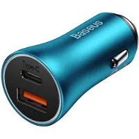 Baseus Golden Contactor Max car charger, USB + USB-C, 60W (blue)