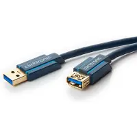 ClickTronic USB 3.0 A - A, uros - naaras -jatkokaapeli, 3 m, musta