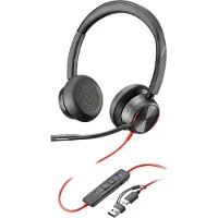Poly Blackwire 8225 -USB-C-stereokuulokemikrofoni + USB-C-/A-sovitin, Microsoft Teams -sertifioitu (8X225AA)