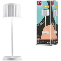Paulmann LED-aurinkopöytälamppu Else, valkoinen, IP44, himmennettävä, Valkoinen/opaali, Olohuone/ruokailutila, Alumiini, Moderni, aurinkokennovalaisin