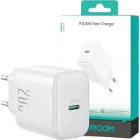 JOYROOM JR-TCF20 USB-C PD 20W network charger - white + USB-C / Lightning cable 1m
